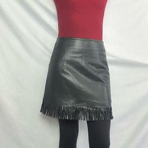 NWT Avec Les Filles Vegan leather fringe Skirt